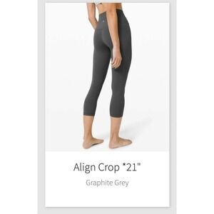 Lululemon Align Crop 21" Graphite Gray High Rise Yoga Leggings Size 4